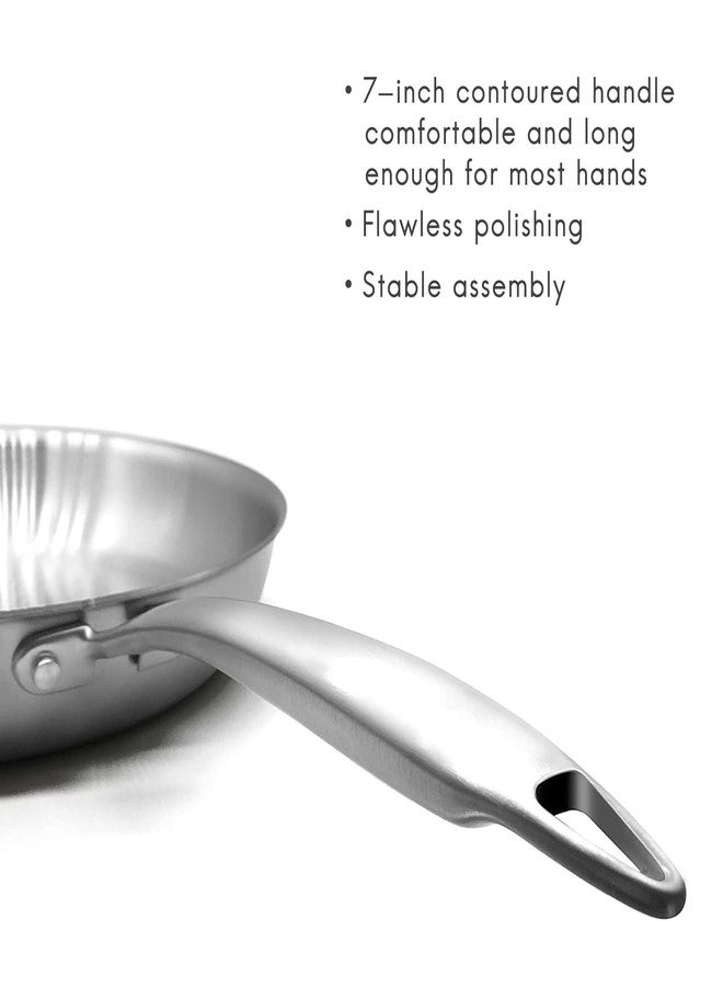 Fortune Candy 8-Inch Fry Pan with Lid, 3-ply Skillet, 18/8 Stainless Steel, Dishwasher Safe, Induction Ready, Silver - Image 3